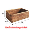 Handgeflochtener Rattan-Korb, Obstkorb, Teekorb, Snackkorb, Brotkorb, Kosmetikaufbewahrung, rechteckige Aufbewahrungsbox, Haushalts-Küchenbedarf