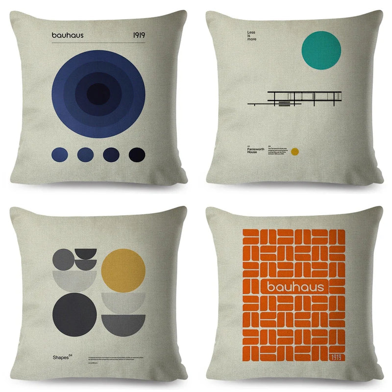 Nordic Bauhaus Exhibition Unique  Cushion Cover for Sofa Home Car Decor Double Print Pillowcase Polyester Throw Pillow Case