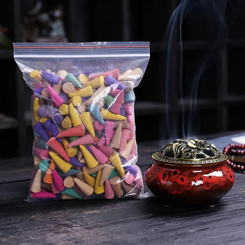 60Pcs Mixed Scented Incense Cones Waterfall Smoke Backflow Aromatherapy Yoga Anxiety Relief Fragrance Scents Home Decorations