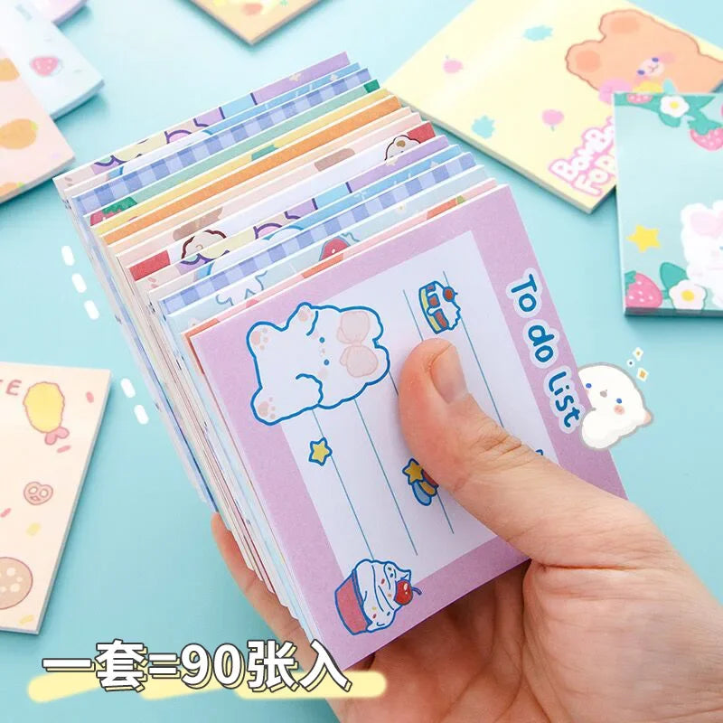 90 Sheets/Pack Cartoon Rabbit Bear Kawaii Animal N times Memo Pad Sticky Notes Memo Notebook Stationery School Supplies