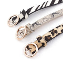 Fashion Leopard Belt Snake Zebra Print Thin Horsehair Waist Belt PU Leather Gold Ring Round Buckle Belts for Women Ladies Female