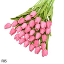 12pcs Artificial Tulip Latex Real Touch For DIY Bouquets Wedding Party Mother's Day Easter Spring Home Dining Decoration