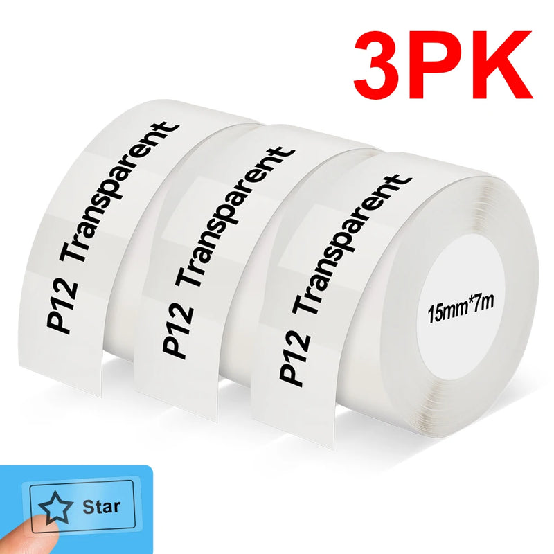 P12 Mini Portable Label Printer with Adhesive P12 Label Paper Sticker Similar as Marklife P12 P15 DELI Q2 Label Maker DIY Label