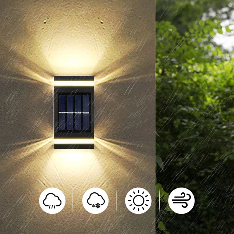 6LED Outdoor Solar Wall Lamp, Waterproof Wall Washing Lights, Up And Down Lighting, For Terrace, Garden, Fence, Villa Exterior W