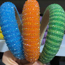 Full Crystal Luxury Hair Accessories Hairbands Sparkly Padded Rhinestones Headbands Headdress Black White Pink Women Headband