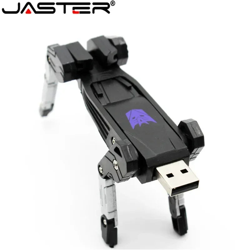 JASTER  Plastic Toy Style U Disk Cartoon Character Usb Flash Drive Transfomer Pendrive 4GB 8GB 16GB 32GB Transformation Robot