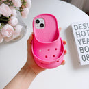 3D Cute Slippers Soft Silicone Phone Case for iPhone 16 Pro Max 15 14 13 12 11 Funny Breathable Shockproof Lanyard Strap Cover
