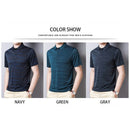 BROWON Fashion gestreiftes Herren-T-Shirt Sommer dünn atmungsaktiv Umlegekragen Herren-Tees Kurzarm Business Arbeit Übergrößen-Oberteile