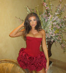 Spring and Summer New Sexy Fishbone Straps Adjustable Tube Top Heavy Industry Flower Skirt Set