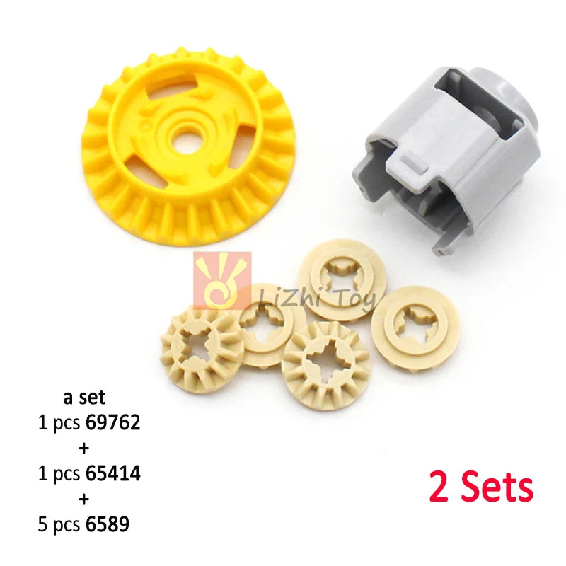 MOC Techncial Gear Tooth Parts Differential Housing 65413 65414 69761 69762 Kit Building Blocks Car Brick with Clutchs Toys