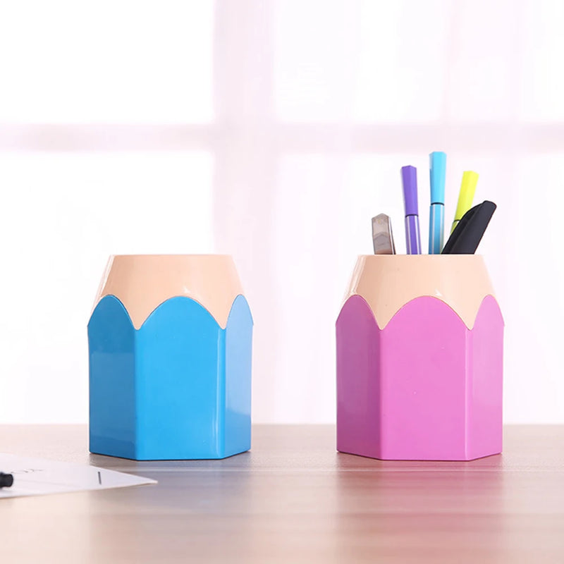 Pen Vase Pencil Pot Creative Makeup Brush Holder Stationery Desk Tidy Plastic Desk Organizer Container School Office Storage