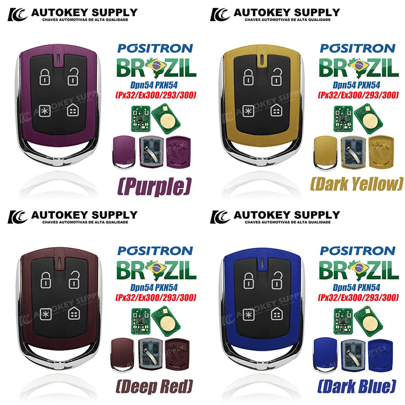 AutokeySupply  DPN54 PXN54 Remote Key Alarm System, Double Program PX32/EX300 293/300 Complete Colorful For Brazil Positron Flex