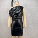 Luxury Leather Strapless Short Dress Women's Sexy Party Curvy Mini Dresses Evening Corset Red Brown Cocktail Autumn Fall 2026