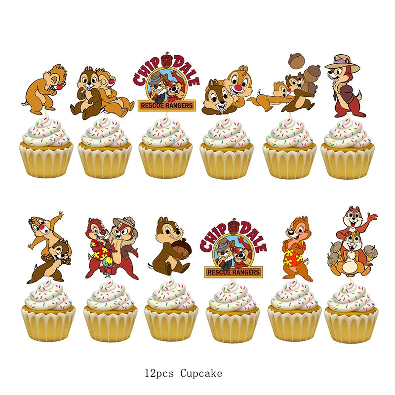 Disney Chip 'n' Dale Theme Birthday Party Festival Celebration Disposable Tablecloth Straw Decoration Baby Shower Packing Supply