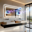 LUVODI Großer beleuchteter Bluetooth-Badezimmerspiegel, rechteckiger Antibeschlag-LED-Badspiegel mit Bluetooth-Lautsprecher, 3 Farben