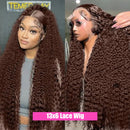 Chocolate Brown Curly Deep Wave Human Hair Wigs 13x6 Lace Frontal Wig 30 Inch Colored 13x4 Lace Front Wig Brazilian Women Choice