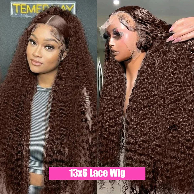 Chocolate Brown Curly Deep Wave Human Hair Wigs 13x6 Lace Frontal Wig 30 Inch Colored 13x4 Lace Front Wig Brazilian Women Choice