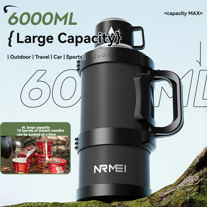 4L/5L/6L stainless steel Thermos water bottle Handle large vacuum flasks LeakProof outdoor portable tea cup Thermos water kettle