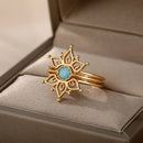 Stainless Steel Opal Stone Sun Rings For Women Men Star Wedding Couple Rings Aesthetic Finger Summer Jewelry Accessories Gift