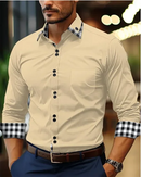 Men's shirt button-up shirt black white pink burgundy long sleeve plaid color block lapel patchwork clothing fashion casual 6XL