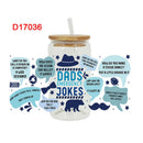3D UV DTF Transfers Aufkleber 16oz Becher Wraps Papa Vatertag Bedruckt für DIY Glas Keramik Metall Leder Etc. D16893