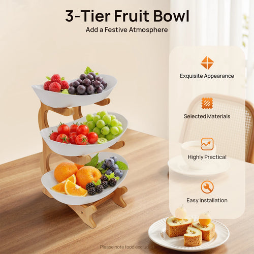 The Serving Pedestal | 3-Tier Bamboo Fruit & Cake Stand