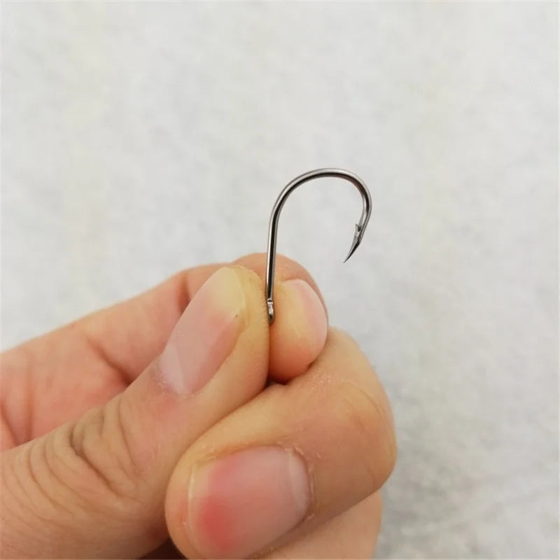 100-200pcs High Carbon Steel Fish Hook Efficiency Barbed 3#-12# Fishhooks With Hole Jig Carp Fly Fishing Hook Worm Pesca Tackle