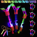 100-10PCS Amazing Light Toy Arrow Rocket Helicopter Flying Toy LED Light  Luminous Slingshot Toys Rubber Band Catapult Fun Party