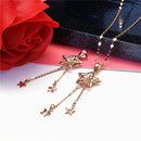 Pure Russian 585 Rose Gold Necklace XINGX Tassel Purple Gold Necklace Colored Gold Tassel Necklace for Women