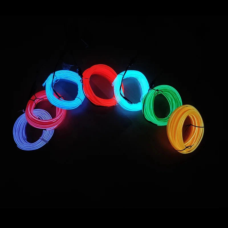 5M/3M/1M Car Interior Led Decorative Lamp EL Wiring Neon Strip For Auto DIY Flexible Ambient Light USB Party Atmosphere Diode