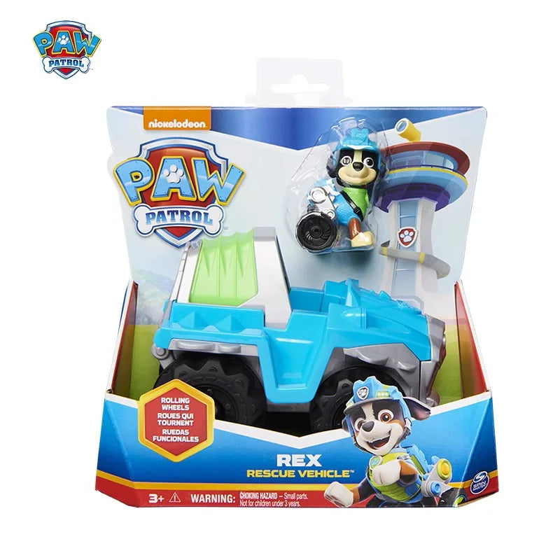 Original Paw Patrol Rex’s Dinosaur Rescue Vehicle with Collectible Action Figure Anime Doll Kids Toy Birthday Christmas Gift