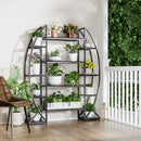 Large 5 Tier Metal Wooden Plant Stand Flower Display Shelf Living Room Bookshelf