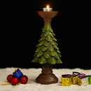 NORTHEUINS Resin Christmas Tree Candle Holder Figurines Christmas Decorations Candlestick Craft Home Interior Living Room Decor