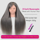 New Female Mannequin Training Doll Head With 70% Real Hair For Hairsyles Hairdressing Cosmetology Dolls Head With Stand Tripod