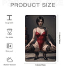Ada Wong Sexy Metal Wall Art Poster - 8x12 Inch Red Dress Illustration for Home, Bar, Cafe, Office, Man Cave Decor