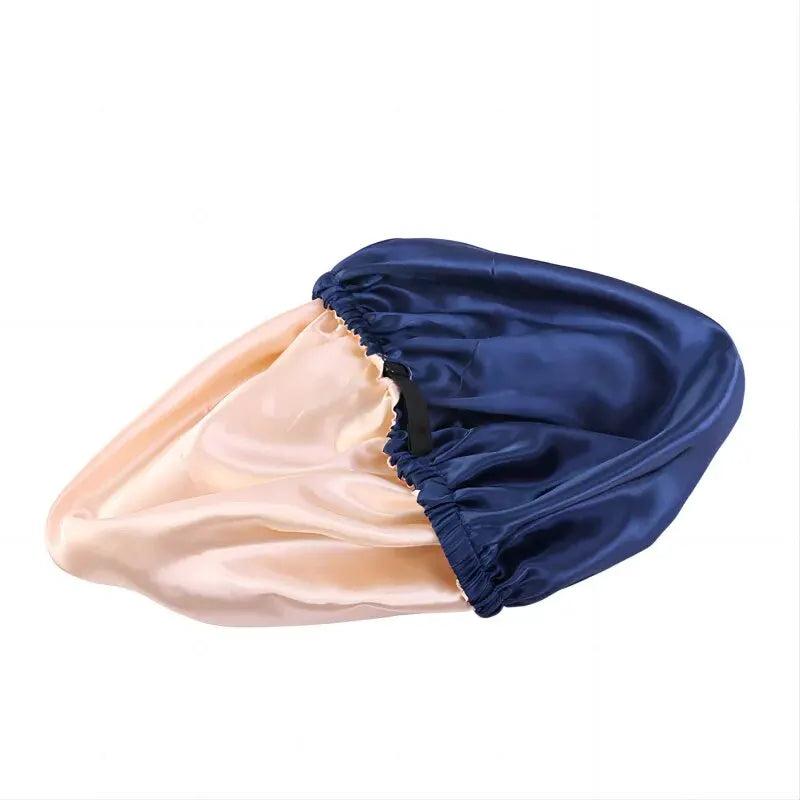 Large Satin Bonnet Silk Night Sleeping Cap Long Satin Bonnet With Head Tie Band Bonnet Edge Wrap For Women Hair