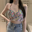 Sommerurlaub Strand Camis Lady Sexy Quasten Häkel-Camisole Frauen Sexy Quasten Bikini Camis weibliche Häkel-Neckholder Bikini-Tops