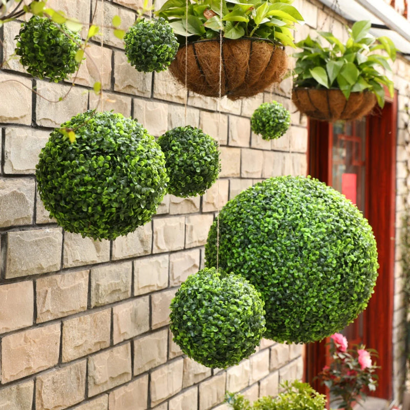 8 Size Artificial Plant Topiary Ball Faux Boxwood Decorative Balls for Backyard Balcony Garden Wedding and Home Decor