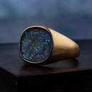 Trend Colourful Signet Square Ring Metal Glossy Geometric Width Crystal Bud Finger Punk Style Fashion Ring Jewelry Accessories