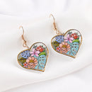 Makersland Heart Earrings Wooden Vintage Flower Dangle Pendants Jewelry For Women New Design Trendy Drop Earrings For Girl