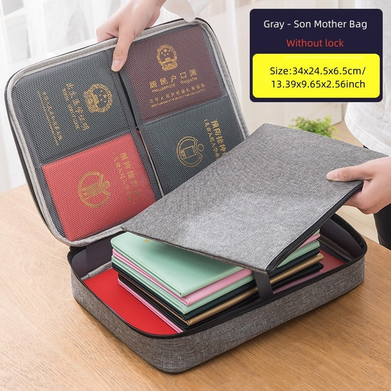 Multifunctional Briefcase Business Trip Material Organize Bag Office Worker Document Handbag File Storage Package Accessories