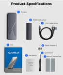 ORICO USB4 M.2 NVMe Enclosure 40Gbps SSD External Case Hard Disk Storage Box M2 Solid State Drive House with Cooling Fan for PC