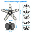 LED Garage Lights with 10 Adjustable Panels E26/E27 Ceiling Shop Work Lamp 80W 150W 6500K Bulb for Workshop Industrial Lighting