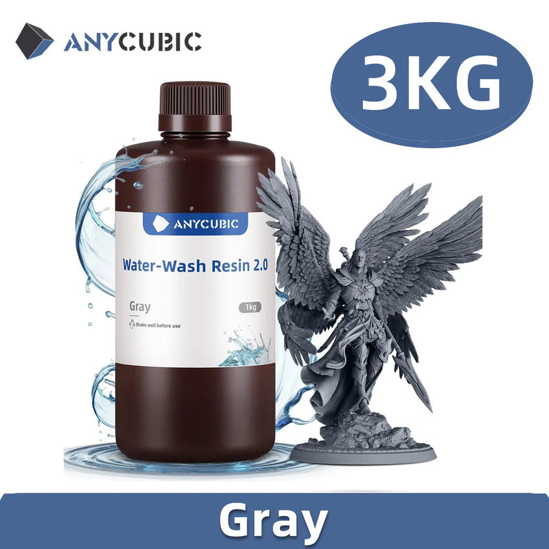 ANYCUBIC Water-Wash Resin 3kg High Precision Low Odor Low Viscosity 3D Printing Standard Photopolymer For LCD 3D Printer