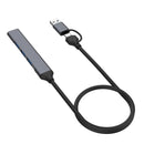 1 PCS 2 In 1(USB-C+USB-A) 4 Port Hub USB 2.0X3+USB 3.0X1 5Gbps Slim Mini USB3.0 Hub USB Splitter