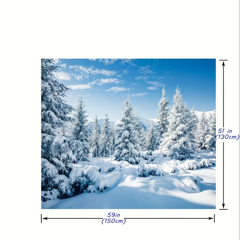 Winter Snow Forest Background White Christmas Tree Photography Background Christmas New Year Activities Party Decoration Banner