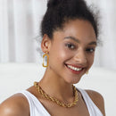 ENFASHION Safety Buckle Hollow Drop Earrings Gold Color Stainless Steel Big C Shape Dangle Earings Fashion Jewelry Party E201184