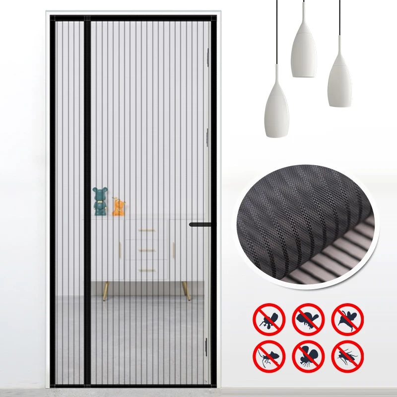 Magnetic Door Mesh Anti Mosquito Door Curtains No Punching Insulated Screen Nets  Automatic Closing Mesh For Kitchen Living Room