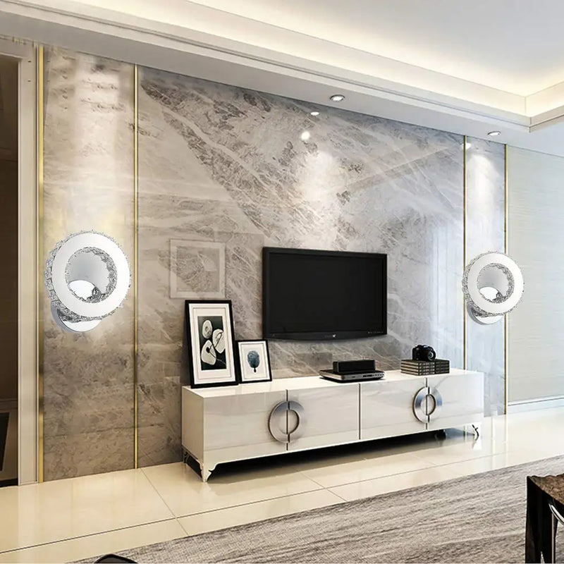 Crystal Wall Lamps, 6000K LED Wall Lamp K9 Crystal 16W LED Wall Sconce for Living Room, Bedroom, Cool White Light