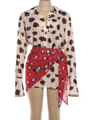 Nibber Music Festival Silk Scarf Strap Patchwork Dress Women Sexy Single-Breasted Full Sleeve Polka Dot Print Hottie Bodycon